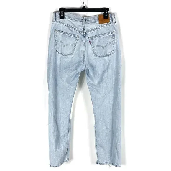 Levi's 501‎ 90s Freehand Folk Jeans Premium Light Blue Button Fly Straight Sz 28 - Picture 9 of 15
